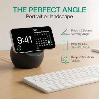Wireless Charger Stand, Compatible with MagSafe, iPhone 12-18, Desk Stand - color: Black