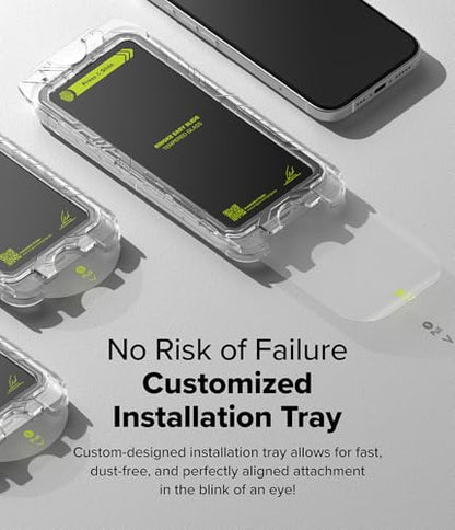 Ringke for iPhone 16/15 Screen Protector [Easy Slide, 2 Pack] | Easy Installation with Alignment Tool, Case Friendly Premium 9H Hardness Tempered Glass - size: iPhone 16 & 15