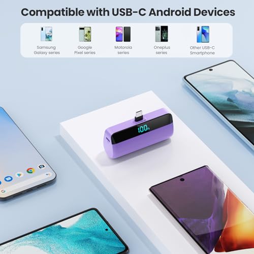 [2-Pack]Mini Portable Charger for iPhone 17/16/15,Upgraded 5500mAh PD Fast Charging USB C Power Bank,Travel Essentials Battery Pack for iPhone 17/17 Pro Max/Air/16/15 Series Galaxy Android-Pink+Purple - color: Pink+Purple