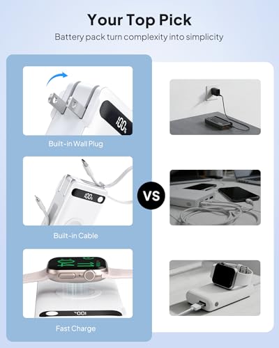 22.5W Fast Charging Portable Charger, 10000mAh Power Bank for Apple Watch - color: White