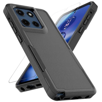 for Moto G Stylus 2025/2026 Case: Dual Layer Protective Heavy Duty Cell Phone Cover Shockproof Rugged with Screen Protector - Military Protection Bumper Tough - for G Stylus 2025/2026, Black - color: Black (PC) + Black (TPU)