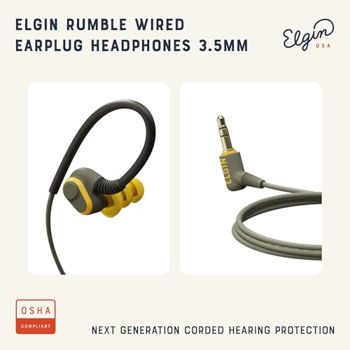 Elgin Rumble Wired Earplug Headphones with mic, in-Ear Earbuds - style: 3.5mm AUX