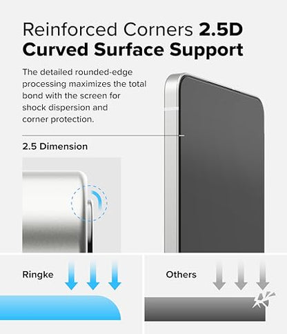 Ringke for Samsung Galaxy S25 Edge Screen Protector [Easy Slide, 2 Pack] | Easy Installation with Alignment Tool, Case Friendly Premium 9H Hardness Tempered Glass - size: Galaxy S25 Edge
