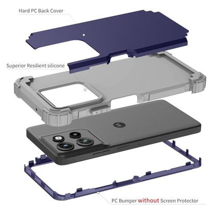 Phone Case for Motorola Moto G Power 2025/Moto G Play 5G 2025 Hard Cover Shockproof Soft Silicone Bumper Hybrid Three Layer Heavy Duty Grip Rugged Protective Cell GPower GPlay XT2515-1 Blue - color: Blue