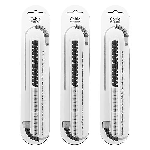 Jetec 12 Pcs Charging Cable Protector Silicone Spiral Charger Cable Saver - color: Gray and Black