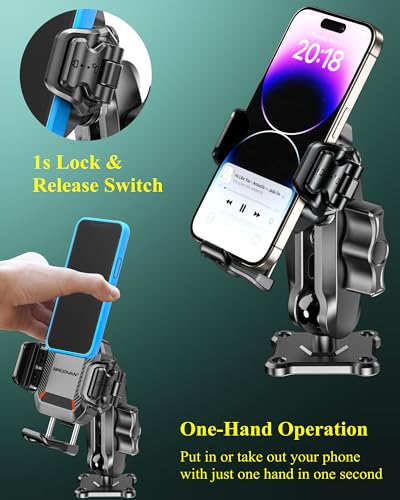 BRCOVAN Anti-Theft Phone Mount Holder with Vibration Dampener, 1s Locking