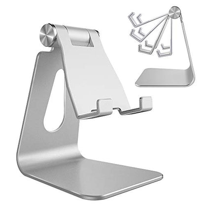 CreaDream Aluminum Cell Phone Stand, Adjustable Phone Holder for Desk - color: Silver