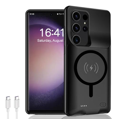 Battery Case for Galaxy S22 Ultra/S23 Ultra,[12000mAh] Portable Protective Smart Wireless Charging Case Support Carplay Compatible with Galaxy S22 Ultra/Galaxy S23 Ultra Battery Case (Black) - size: Galaxy S22 Ultra/S23 Ultra