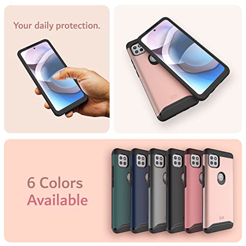 TUDIA DualShield Designed for Motorola One 5G ACE Phone Case 2021, [Merge] Shockproof Military Grade Dual Layer Tough Slim Heavy Duty Protection for Moto One 5G UW ACE Case - Rose Gold - color: Rose Gold