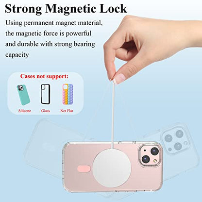 Universal MagSafe Ring, 2 PCS Magnet Sticker Magnetic Adapter Ring - color: White Pink