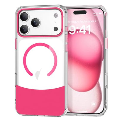 Magnetic Case for iPhone 17 Air, Crystal Clear, [Compatible with Magsafe][Military Grade Drop Protection] Anti-Yellowing Slim Shockproof Transparent Protective Phone Cover, Rose Red - color: Rose Red, size: iPhone 17 Air