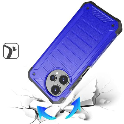 TJS for Cricket Icon Plus 2026 Phone Case, AT&T Verge 2 5G Case (Blue) | with Tempered Glass Screen Protector, Premium Tough Lined Design Hybrid Shockproof Heavy Duty Phone Case Cover - color: Blue