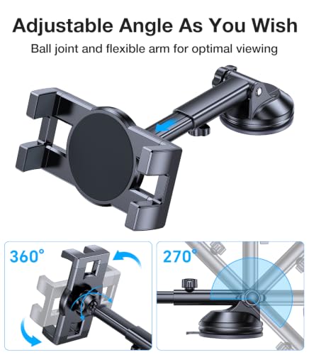 Tablet Holder for Car iPad Holder for Car【Windshield+Dash】Suction Cup ipad Mount for Truck Stand【360° 】Tablet Car Mount soporte de telefono para carro for All 4.7"-12.9" Apple iPad Samsung Galaxy Tab