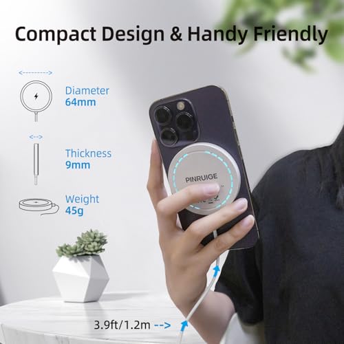Magnetic Wireless Charger for iPhone 15W Wireless Charger Fast Mag Safe Wireless Charging Stand Pad Compatible for iPhone 17/17 Pro/17 Pro Max/16/15/14/13/Pro with Wall Charger for AC Adapter, White - color: White with Adapter