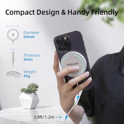 Magnetic Wireless Charger for iPhone 15W Wireless Charger Fast Mag Safe Wireless Charging Stand Pad Compatible for iPhone 17/17 Pro/17 Pro Max/16/15/14/13/Pro with Wall Charger for AC Adapter, White - color: White with Adapter