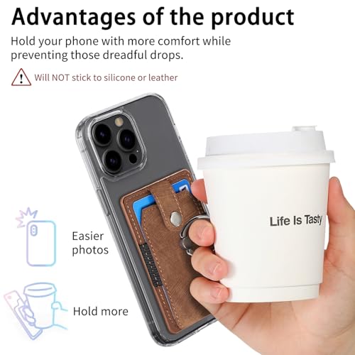 Cell Phone Card Holder, Stick-On RFID Wallet Credit Card Holder Brown - color: Brown
