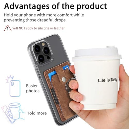 Cell Phone Card Holder, Stick-On RFID Wallet Credit Card Holder Brown - color: Brown