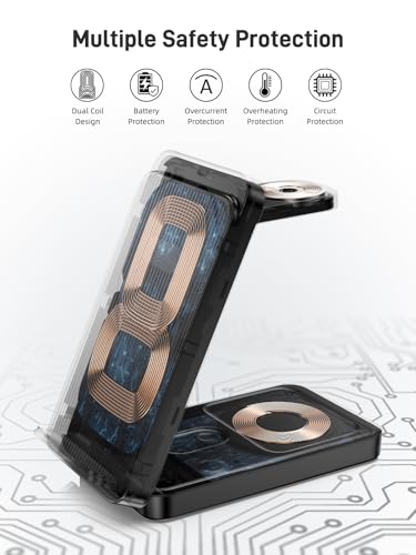 Charging Station for Samsung Phones & Watches, Foldable Wireless Charger