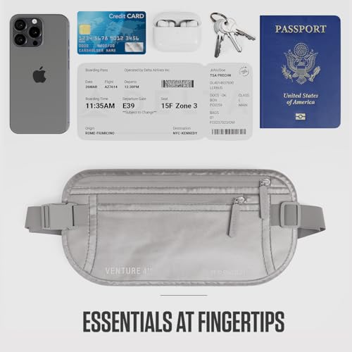 VENTURE 4TH Travel Money Belt, RFID Blocking Passport Holder - Sleek Silver - color: Sleek Silver