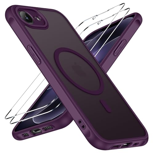 ivoler 3-in-1 Magnetic Case for iPhone 17e/16e 6.1'' with 2 Pack Screen Protector, [MagSafe Compatible] [Military Grade Drop Protection] Slim Transparent Shockproof Phone Cover- Wine Red - color: Wine Red, size: iPhone 17e/16e 6.1''