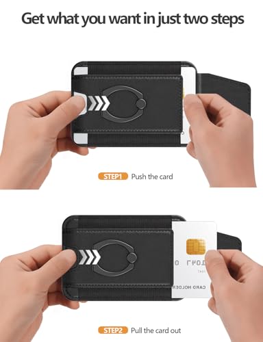 for Magsafe Wallet with Grip, 6-Card Holder; Stronger Magnetic Phone Wallet - color: Midnight Black