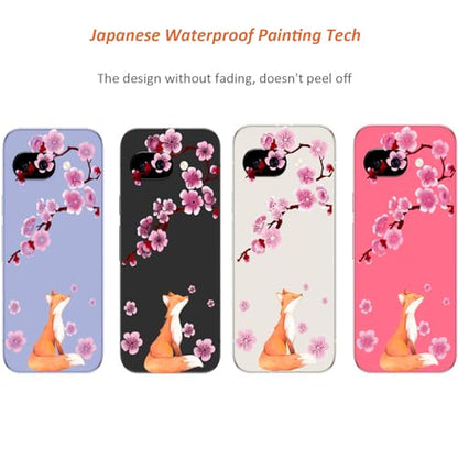 for Google Pixel 9a Case 2025: (Lucky Fox) | Clear Cute Flowers Floral Design, for Girls Women, Slim Soft TPU Bumper, Shockproof Silicone Cherry Blossoms Cell Phone Cover - color: Lucky Fox