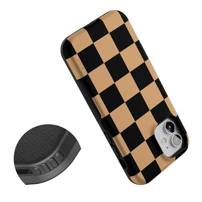 Casely iPhone 12 Mini Case | Fit Check | Black & Brown Checkerboard | Bold Protective Design | MagSafe Compatible Design - color: Fit Check | Black & Brown Checkerboard, size: Iphone 12 Mini