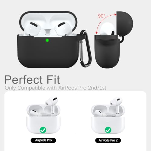 Lerobo for AirPods Pro 2 Case with Keychain, Black - color: Black