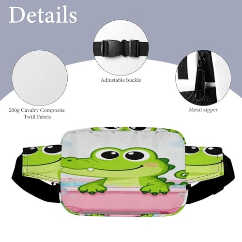 Bathtub Gator Fanny Packs for Women Men Double Layer Fashion Waist Pack Adjustable Belt Bag with Pockets Small Crossbody Bags for Running Hiking Workout Travel Daily Use