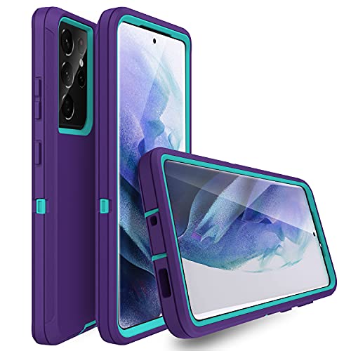 MXX Case Compatible with Galaxy S21 Ultra Case, 3-Layer Super Full Heavy Duty Body Bumper Cover/Shock Protection/Dust Proof, Designed for Samsung Galaxy S21 Ultra 5G 6.8 Inch 2021 (Purple) - color: Purple