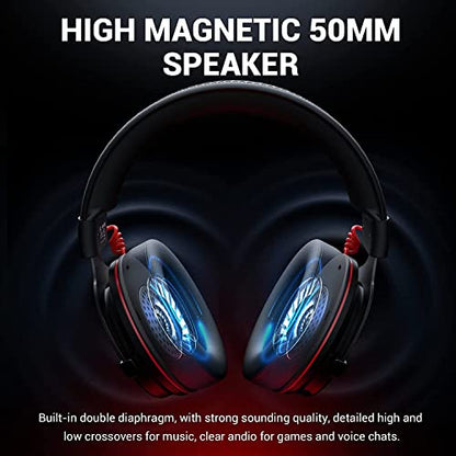 EKSA E900 Pro USB Gaming Headset for PC, 7.1 Surround Sound, 50MM Driver - color: Wired Black-Red