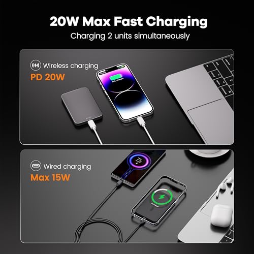 Power Bank, Ultra-Thin 10,000mAh Magnetic Wireless Portable Charger, 22.5W Fast Charging Battery Pack, Comes with USB-C Cable, Designed for iPhone Air /17/16/15/14/13/12 - color: Black
