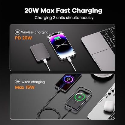 Power Bank, Ultra-Thin 10,000mAh Magnetic Wireless Portable Charger, 22.5W Fast Charging Battery Pack, Comes with USB-C Cable, Designed for iPhone Air /17/16/15/14/13/12 - color: Black