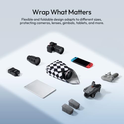 ULANZI CA02 Camera Wrap Cloth, 4-Layer Padded Lens Water-Resistant Wrap - color: Black White Grid