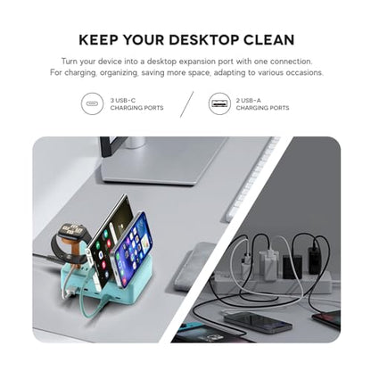 KFD 70W 65W 45W GaN Charging Station for Multiple Devices USB C Charger for MacBook Neo iPhone 17 Samsung S25 iPad Nintendo Switch 2 Charging Dock Organizer Fit Living Room/Kitchen/Bedroom/Nightstand
