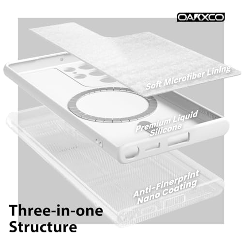 oakxco for Samsung Galaxy S22 Ultra Case Silicone Mag Safe, Magnetic Slim Thin Phone Case Compatible with Magsafe, Women Girls Cute Girly Aesthetic Soft Rubber Gel Safecase with Camera Cover, White - color: White, size: S22 Ultra