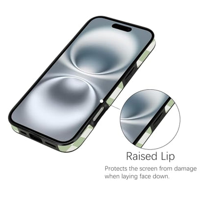 Compatible with iPhone 17 Case Soft Shockproof Card Holder | 2 Card Holder,Cute Green Checkerboard Cover 6.3 inch for Girls Women - color: Green Checkerboard, size: iPhone 17 6.3 inch
