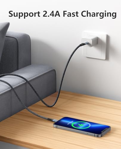 iPhone Charger Fast Charging [MFi Certified] USB Lightning Cable 6FT, 3Pack - color: Black, size: 6FT, style: USB A