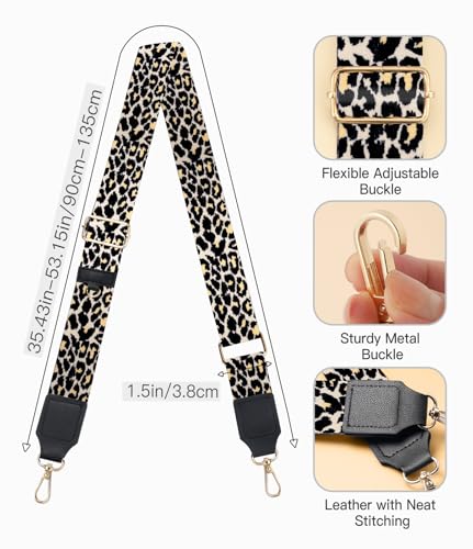 TiMOVO Clip and Go Phone Strap Crossbody with Leather Wallet, Adjustable Anti-Theft Lanyard with Pouch for Most Phone Case - color: Leopard