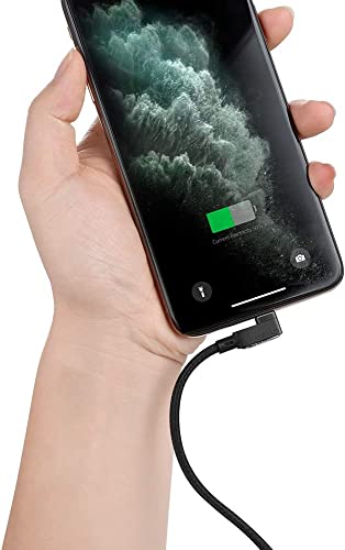 mcdodo USB 90 Degree Right Angle Design Gaming LED Cord Nylon Braided Sync Charge USB Data 6FT/1.8M Cable Compatible with iPhone 14/13/12/11 Pro Max (Black, 4FT/1.2M)
