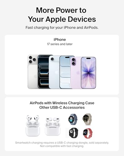 Belkin Qi2.2 25W Wireless 2 in 1 Foldable Fast Charging Station + USB C - color: White