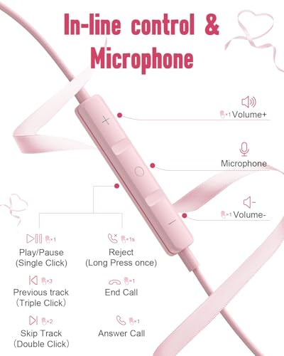 USB C Headphones Wired for iPhone17 16 Pro Max 15 Plus iPad Pro Air Pink - color: Pink