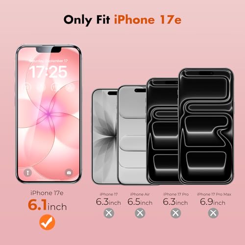 UNBREAKcable for iPhone 17e Screen Protector, 3-Pack Shatterproof Tempered Glass [Easy Installation Frame] [99.99% HD Clear] [9H Hardness] [Case Friendly] [Bubble Free] for Apple iPhone 17e 6.1 inch - size: iPhone 17e