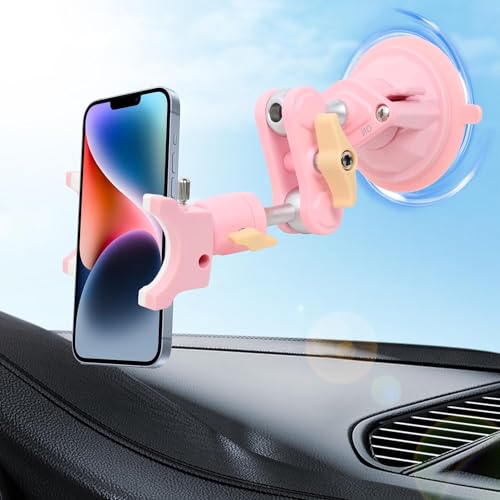 Suction Cup Phone Mount 360 Rotating Universal Ball Head Arm for Car Dashboard Windshield Vehicle Sunroof (1pc*Pink) - color: 1pc*Pink