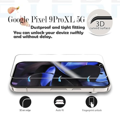 Screen Protector for Google Pixel 9 Pro XL, [2+2 Pack] Tempered Glass for Pixel 9 Pro XL & Camera Lens Protectors[Ultrasonic Fingerprint Unlock] [Case Friendly] [Bubble-Free] 6.8 Inches - size: Google Pixel 9 Pro XL