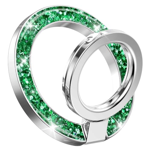 GVIEWIN Magnetic Phone Ring Holder, Compatible with MagSafe Phone Grip - color: Glitter/Green-2