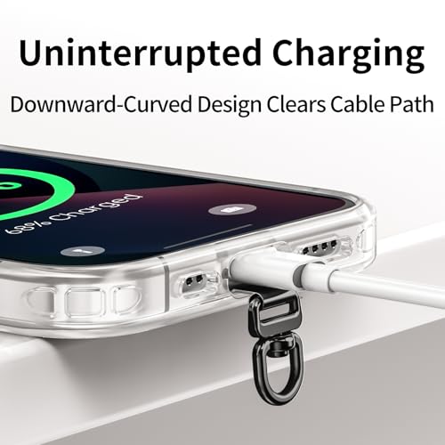 saxsion Phone Tether Tab & Lanyard Tab, 360° Swivel Clip - Ultra Thin Stainless Steel Universal Patch for All Phone Cases - color: Black*2