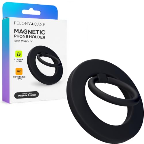 FELONY CASE - Matte Black Ring Grip and Stand - Version 2.0 - Improved Stronger Magnet, Magnetic Phone Ring Holder for iPhone 17,16, 15, 14, 13, 12, Pro, Pro Max, Air - Drop Protection - color: Matte Black