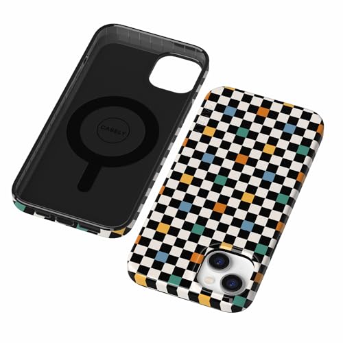 Casely iPhone 14 Plus Case | Old Skool | Retro Checkerboard | Compatible with MagSafe | Classic Ultra Slim Design - color: Old Skool | Retro Checkerboard