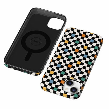 Casely iPhone 14 Plus Case | Old Skool | Retro Checkerboard | Compatible with MagSafe | Classic Ultra Slim Design - color: Old Skool | Retro Checkerboard